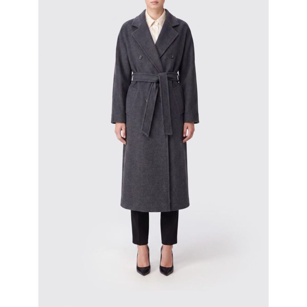 Max Mara Women Long Cashmere Belted Coat Max Mara With Revere Collar